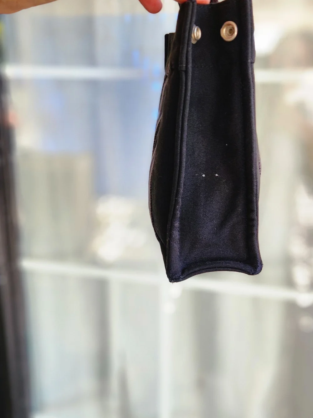 Hermes Black Canvas Bag with silver snap closure - Picture 13 of 16